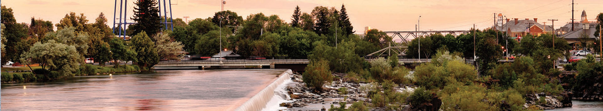 photo of downdown with the falls