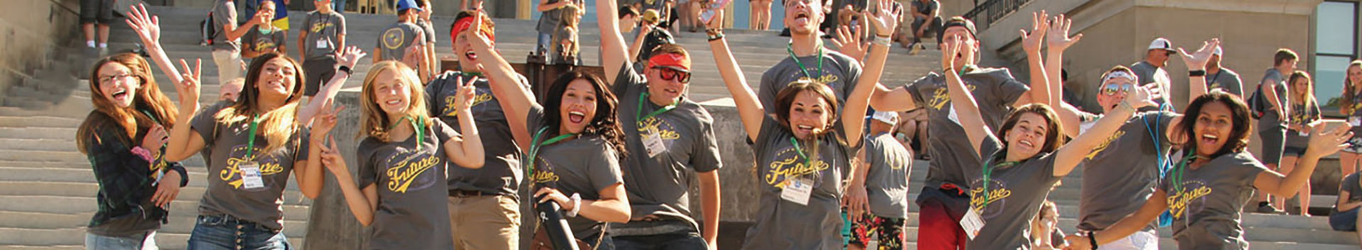 photo of students cheering while on a tour