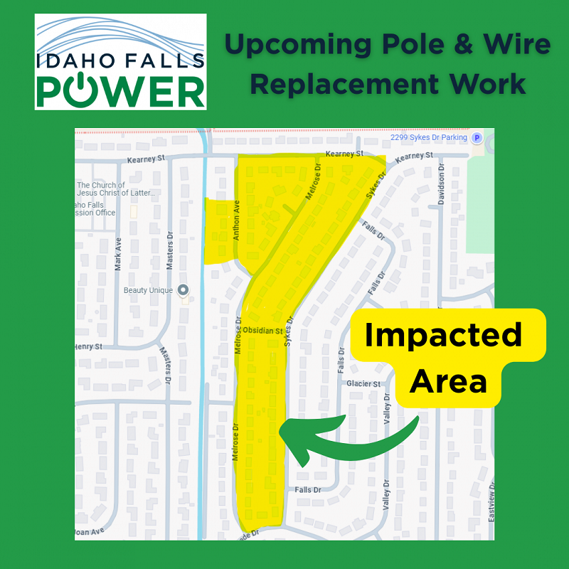 Map Showing a visual of homes impacted by the pole and wire replacement work